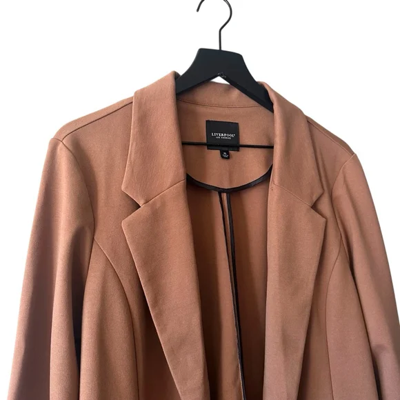 Liverpool Los Angeles Tan Open Front Boyfriend Blazer Jacket XL - Picture 3 of 9